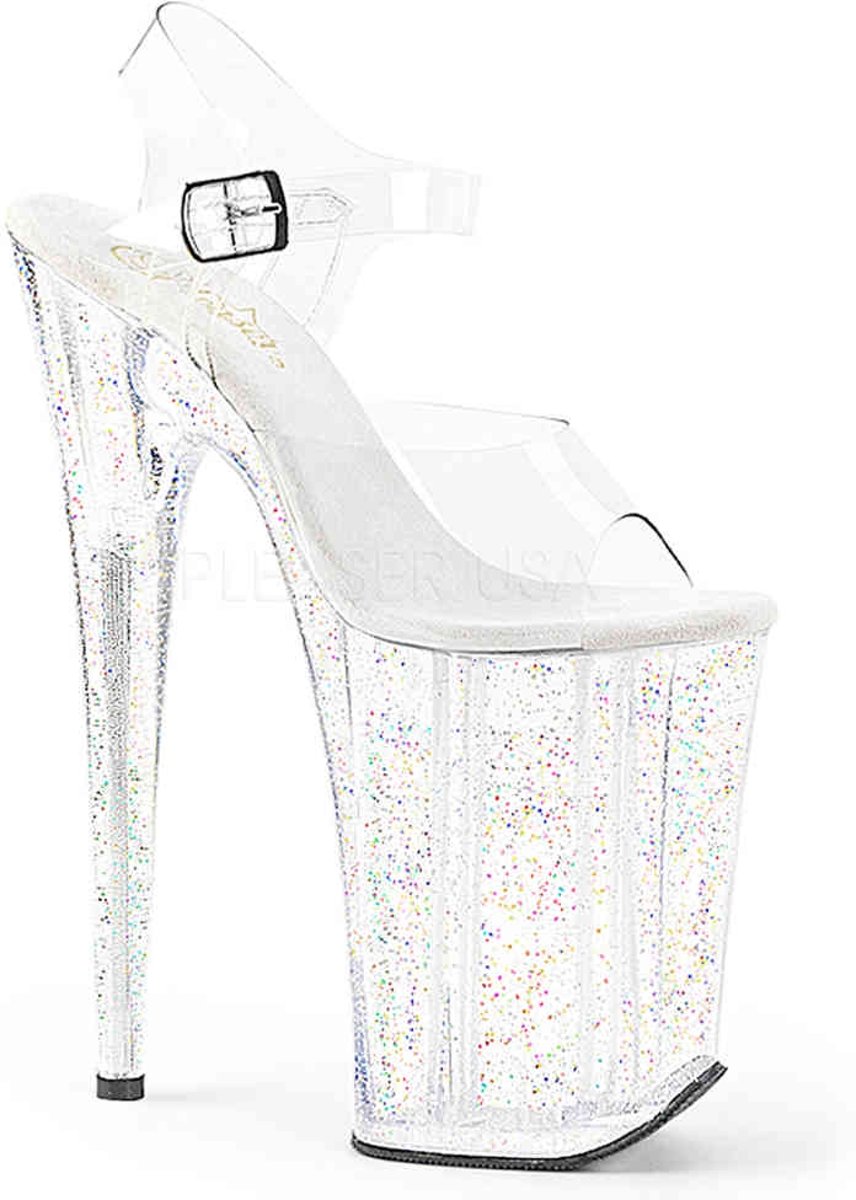 EU 35 = US 5 | INFINITY-908MG | 9 Heel, 5 1/4 PF Ankle Strap Sandal w/Mini Glitter